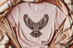 Flying Owl Front View SVG | Vintage Woodcut Wild Bird Design Product Image 2