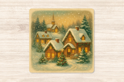 Vintage Christmas Square Coasters Sublimation PNG Clipart Product Image 5