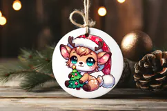 Christmas Reindeer Sublimation PNG | Cute Kawaii Designs Product Image 5