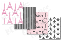 28 Pink Paris Digital Papers Set Eiffel Tower Oh la la Paper Product Image 5