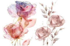 30 Watercolor Rose Clipart, Pink Floral PNG, Wedding Flowers Product Image 4