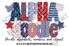 Nautical Sailing Doodle Alphabet Letters Numbers and Clipart Product Image 1