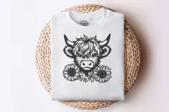 Highland Cow with Sunflowers SVG | Cute Farm Animal Cut File Product Image 5