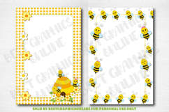 Bees Printable Notebook Pages, Bee Writting Note Paper Set Product Image 5
