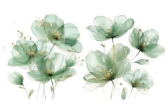 13 Green Watercolor Floral Clipart Bundle, Abstract Flowers Product Image 5