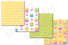 28 Sweet Rainbow Cupcakes Digital Papers Set Cupcake Desert Product Image 6