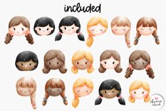 Girl face clipart, Girl clipart, Hairstyle clipart, student Product Image 2