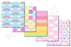 30 Rainbow Stripes Digital Papers Set, Unicorn Rainbow Paper Product Image 5