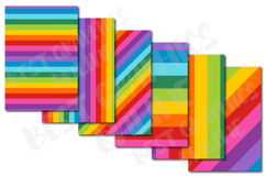 24 Rainbow Stripes Digital Papers Set, Unicorn Rainbow Paper Product Image 5