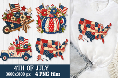Patriotic Patchwork 4th of July PNG Files Sublimation Product Image 2
