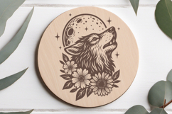 Wolf SVG with Flowers | Wolfs Laser Engraving Cut Files Product Image 2