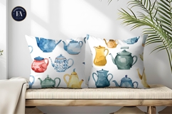 Watercolor Teapots Whimsical Seamless Digital Paper Product Image 2