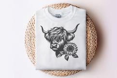 Highland Cow with Sunflowers SVG | Cute Farm Animal Cut File Product Image 5