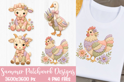 Summer Patchwork Farm Animal Sublimation Designs PNG Product Image 4