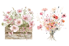 14 Watercolor Spring Flowers Clipart, Vintage Botanical Product Image 5