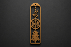 Festive Snowflake and Christmas Tree Wooden Bookmark Product Image 1