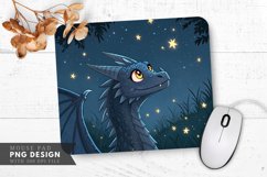 Curious Night Dragon Among Stars Mouse Pad PNG Design Product Image 1