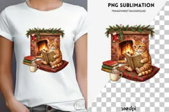 Christmas bookish cat png design for T-shirts Product Image 4