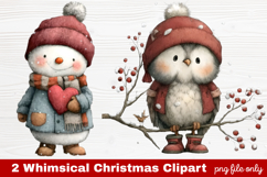 2 Whimsical Christmas Clipart | Cute Holiday PNG Set Product Image 1