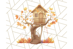 Autumn Treehouse &amp; Woodland Cabin PNG Clipart Product Image 4