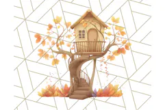 Autumn Treehouse & Woodland Cabin PNG Clipart Product Image 4