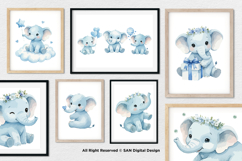 15 Bundle Watercolor Blue Elephant Big Fun Animal Wildlife Product Image 4