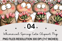 Whimsical Spring Cats Clipart Png Spring PNG Product Image 1