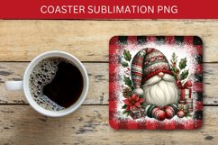 square coaster - plaid christmas gnome Product Image 1
