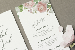 wedding card invitation set with roses flower wreath Product Image 7