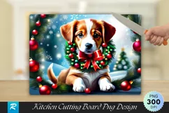 Christmas Puppy with Wreath Cutting Board PNG Design Product Image 1