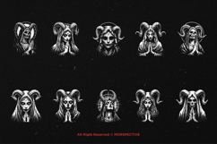 10 Bundle Dark Art Mother Marry Skull Horror Horn Girl Woman Product Image 6