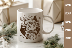 Highland Cow laser SVG PNG| Christmas Cutting Board Design Product Image 4