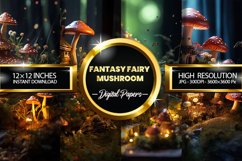 Fantasy Fairy Mushroom Digital Papers - 04 Variations Product Image 1