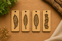 Floral &amp; Feather Bookmark SVG Bundle Product Image 1