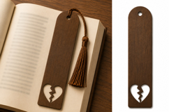 Broken Heart Wooden Bookmark with Tassel for Readers Product Image 1