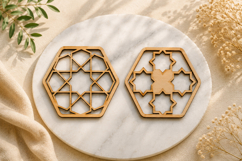 Hexagon Arabic Pattern Coasters for CNC, Glow forge &amp; Laser Product Image 1