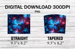 Blue and Pink Glowing Butterflies 20 oz Tumbler Wrap Product Image 2