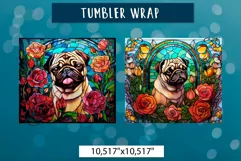 Pug tumbler wrap | Flower dog tumbler Product Image 3