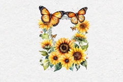 Watercolor Sunflowers Frame, PNG Product Image 2