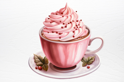 Christmas Hot Cocoa Watercolor Clipart PNG Product Image 4