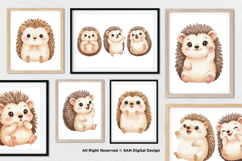 15 Bundle Watercolor Hedgehog Animal Cartoon Kids Thorns Product Image 4