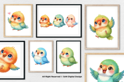 15 Bundle Watercolor Colorful Love Bird Cute Kids Flying Product Image 4