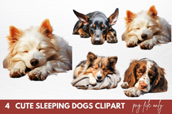 Cute Sleeping Dogs Clipart Sublimation Product Image 1