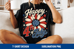 Happy 4th of July PNG, Patriotic Flower Sublimation Design Product Image 3