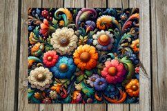 Flowers, black background | folk tumbler Sublimation designs Product Image 4