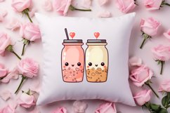 Cute Bubble Tea Valentine Clipart, Valentines Clipart Product Image 4