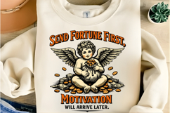 Send Fortune First Motivation Quote Vintage Angel Design Product Image 4