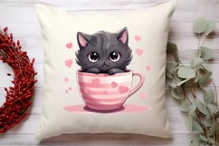 Sweet Cat Valentines Day Clipart, Valentines PNG Product Image 4
