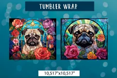 Pug tumbler wrap | Flower dog tumbler Product Image 2