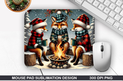 Fox With Mouse Pad Sublimation, Christmas Mouse Pad PNG Product Image 1